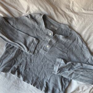 Everlane Waffle Crop Henley Top